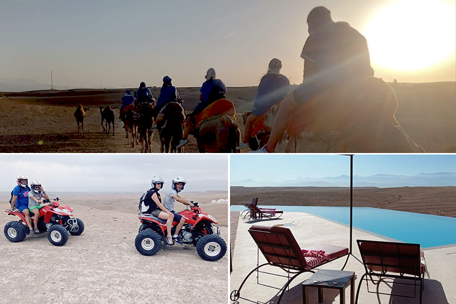 Quadriciclo, passeio de camelo e jantar no deserto rochoso de Agafay