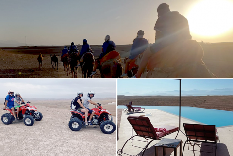 Quadriciclo, passeio de camelo e jantar no deserto rochoso de Agafay