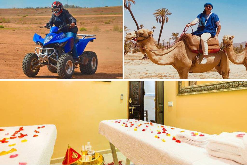 Passeio de camelo e moto-quatro e tratamento de spa e hammam